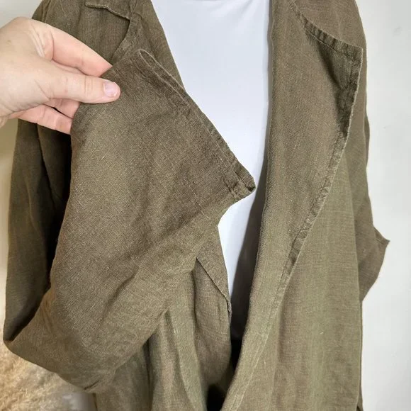 Flax Green Oversized Linen Blazer Large - Picture 4 of 6